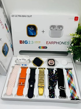 I20 Ultra Max Suit 10 In 1 Smart Watch With Airpods Pro 2 - 2.3 Inch Ultra Large Screen